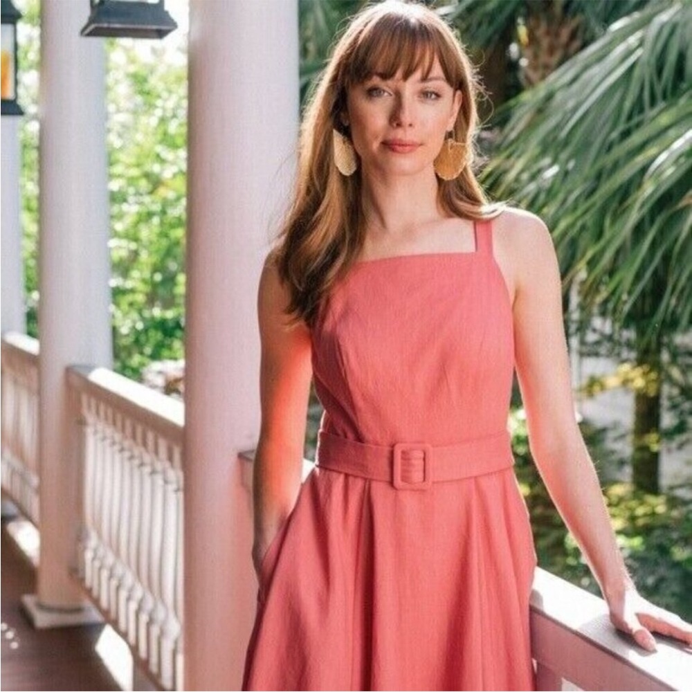 Gal Meets Glam Elegant Pink Belted Dress
